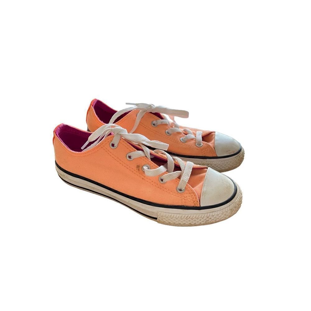 Converse Kids Girls Orange Lace Up Low Top Chuck Taylor All Star Sneakers Size 3